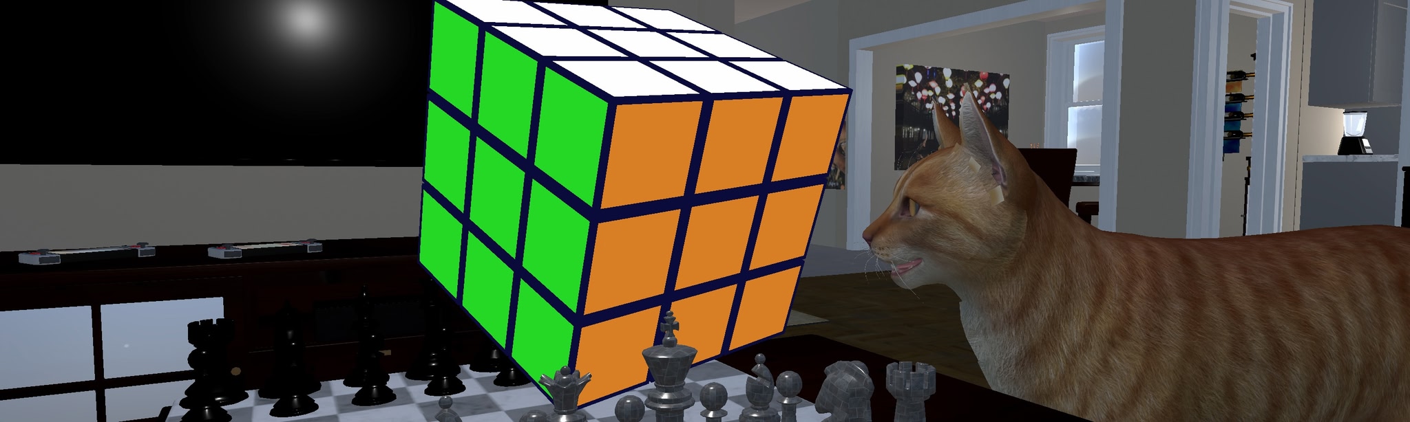 لقطات (6) Cube Puzzle XR - with AI Cat and Timer